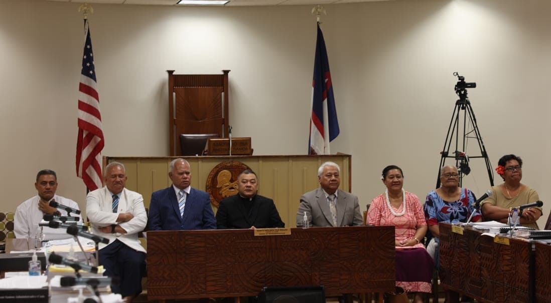 Members of the Samoan Language Commission seated at a hearing, October 2025